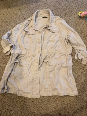 torrid Light Beige Utility Jacket with Cinched Waist
